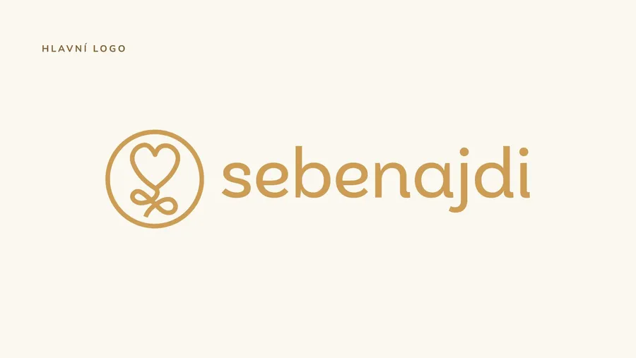 Hlavní logo sebenajdi: srdce v kruhu a nápis
