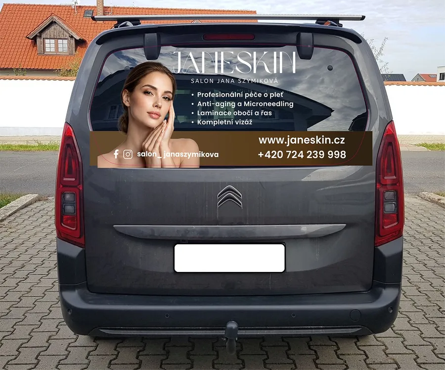 Vizualizace polepu na zadním skle auta